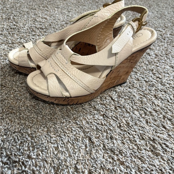 Chloe Cream Wedge Sandals - Picture 1 of 10